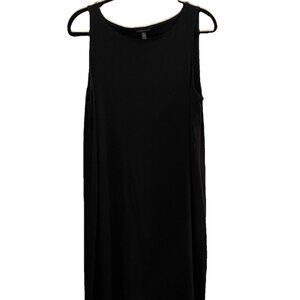 EILEEN FISHER Black Viscose Blend Ponte Knee Length Tank Dress Sz M  MSRP$278